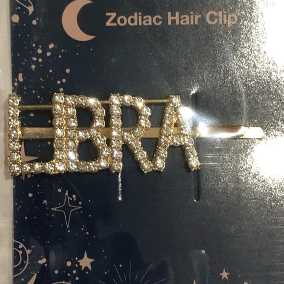 Gold plated zodiac libra horoscope astrology crystal‎ Bedazzled bling hair clips - Picture 6 of 6